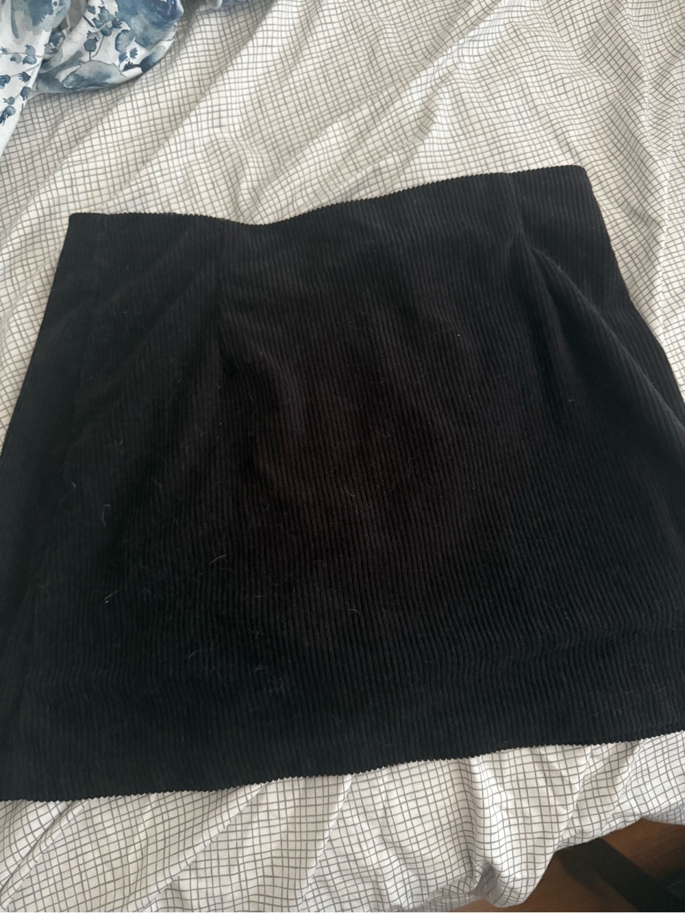Black Ribbed Mini Skirt - Women